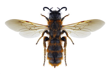 Wasp Dasyscolia ciliata ciliata (female) on a white background