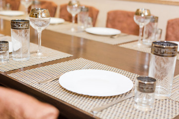 Wine glasses on a table