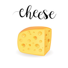 Cheese with holes realistic vector illustration