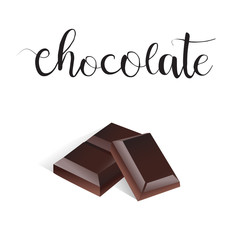 Chocolate slice vector. Dark chocolate realistic
