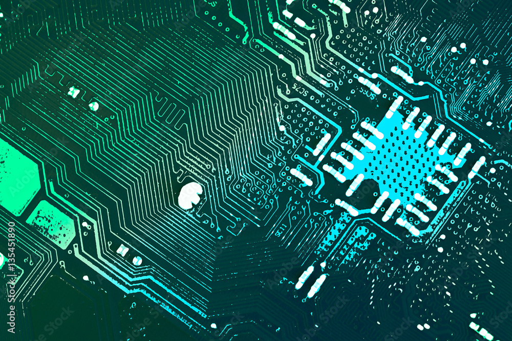 Poster circuit board. electronic computer hardware technology. motherboard digital chip. tech science backg