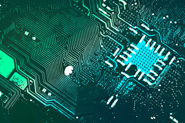Circuit board. Electronic computer hardware technology. Motherboard digital chip. Tech science...
