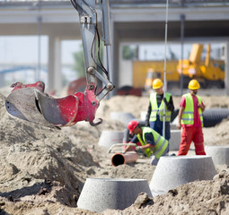 Excavator at construction site