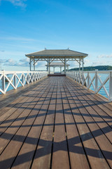  Asdang white sea bridge in a morning, Sichang Island, Thailand