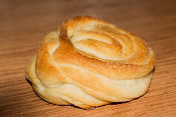 Baked buns from yeast dough with topping of sugar and flour