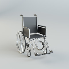Wheelchair on gray studio background