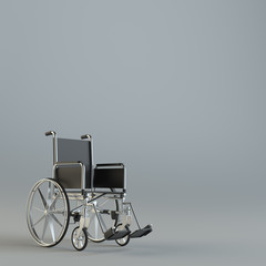 Fototapeta na wymiar Wheelchair on gray studio background