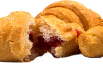 Fresh butter croissant, isolated on white background.