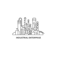 Industrial factory vector illustration. Enterprise icon. Industrial plant contour illustration