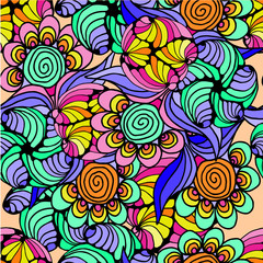 Color painted decorative floral abstract background