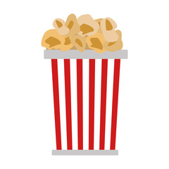 Popcorn in red and white cardboard box is shaking vector illustration.