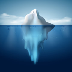 Ice berg on water concept vector background.  - obrazy, fototapety, plakaty