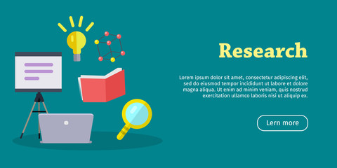 Research Web Banner. Website template.