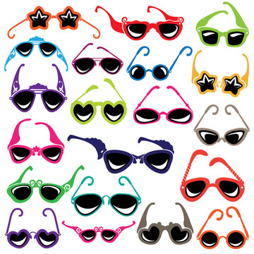 Fototapeta Colorful sunglasses icon set isolated on white background.