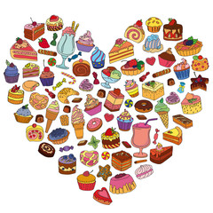 Vector set of different sweets