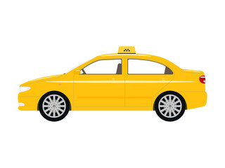 Vector illustration cartoon car yellow taxi