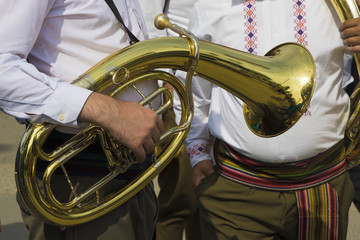 Traditional Serbian trumpeters in national costume