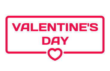 Valentine's Day badge with heart icon flat vector illustration on white background. 14 februery theme in dialog bubble. Romantic quotes stamp for cards, invitations, banners, labels, blog article