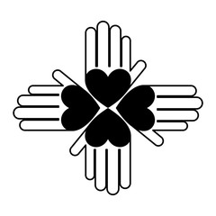 hands print paint around vector illustration design