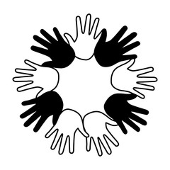 hands print paint around vector illustration design