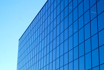 Fototapeta na wymiar window view office building blue glass skyscraper