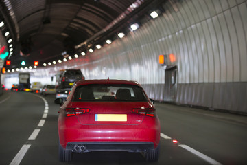 Car travelling through a tunnel