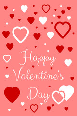 Happy Valentine's Day Card with red and white hearts floating
