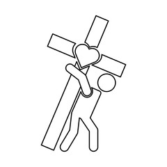 Human silhouette carrying the crossvector illustration design
