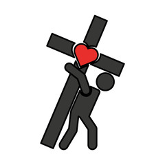 Human silhouette carrying the crossvector illustration design