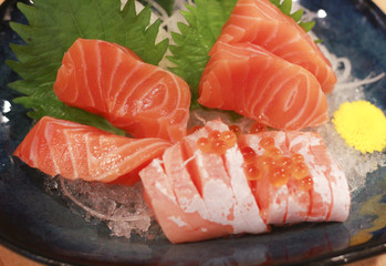 Salmon sashimi in bowl