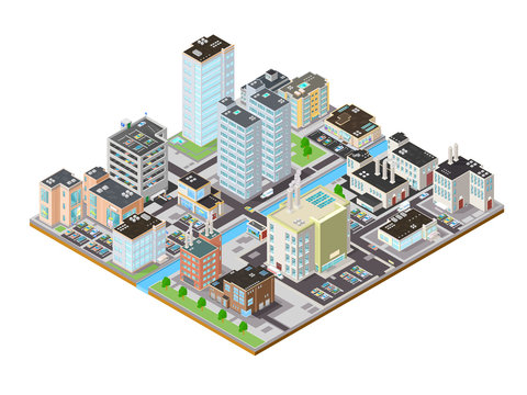Isometric City Icon.

A vector illustration of a busy isometric cityscape
