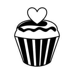 sweet cupcake with heart vector illustration design