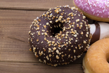 donuts and Bagels on antique wood