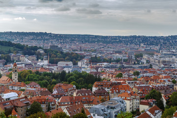 Fototapeta na wymiar View of Stuttgart from hill, Germany