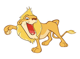 Illustration of a Funny Yellow Lion. Cartoon Character