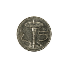 5 malaysian sen coin (2005) reverse isolated on white background © Henning Marquardt