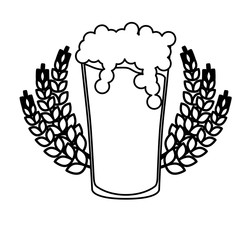 contour beer glass with wheat icon image design, vector illustration
