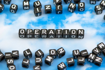 The word Operation on the sky background