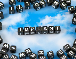 The word face implant on the sky background