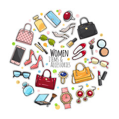 Set of Different Women Items and Accessories.