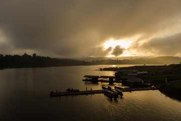 Floating village and boat