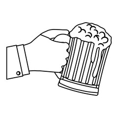 contour glass of beer in the hand icon design, vector illustration