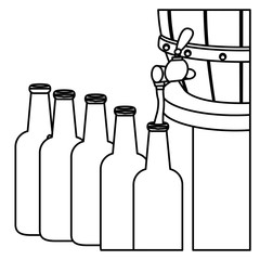 contour beer bottles filling up icon, vector illustration