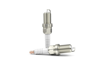 Spark plugs isolated on white background. 3D illustration