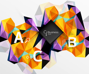 Mosaic low poly abstract background with infographics