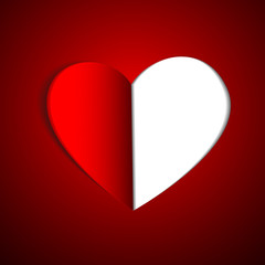 Vector : Paper heart on red background
