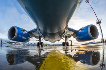 Boeing 737 Pobeda airlines, airport Pulkovo, Russia Saint-Petersburg 01 December 2016