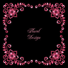 Glitter square floral frame