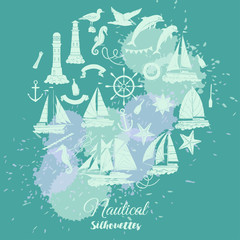 Nautical background with ships