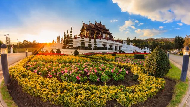 Ho Kham Luang Temple Of Chiangmai, Thailand 4K Day to Night Time Lapse